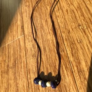 Leather rope purple beads necklace adjustable
